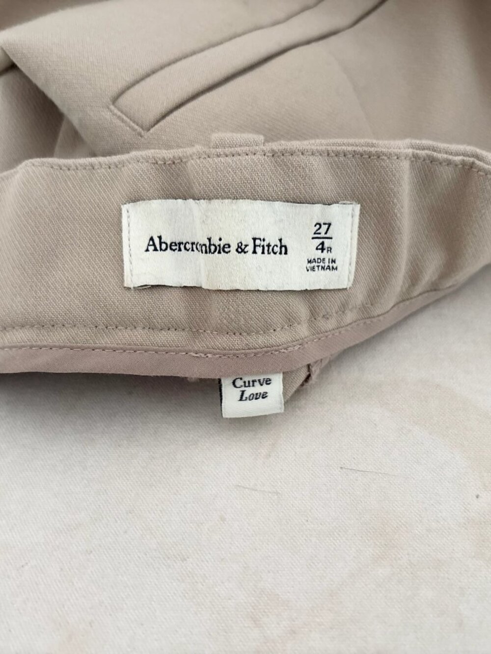 Abercrombie & Fitch Sloane Tailored Wide Leg Pleated Pants Curve Love, Cream - Picture 4 of 5